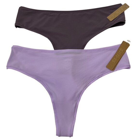 SKIMS Fits Everybody Thong Lot of 2 Plum Sugar Plum 2X - Picture 1 of 11